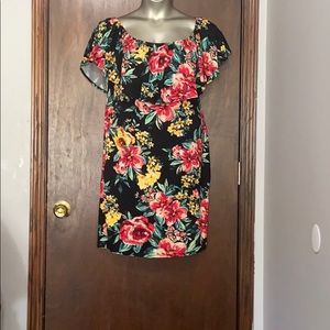 Minette Black Colorful Floral Pattern Mini Dress